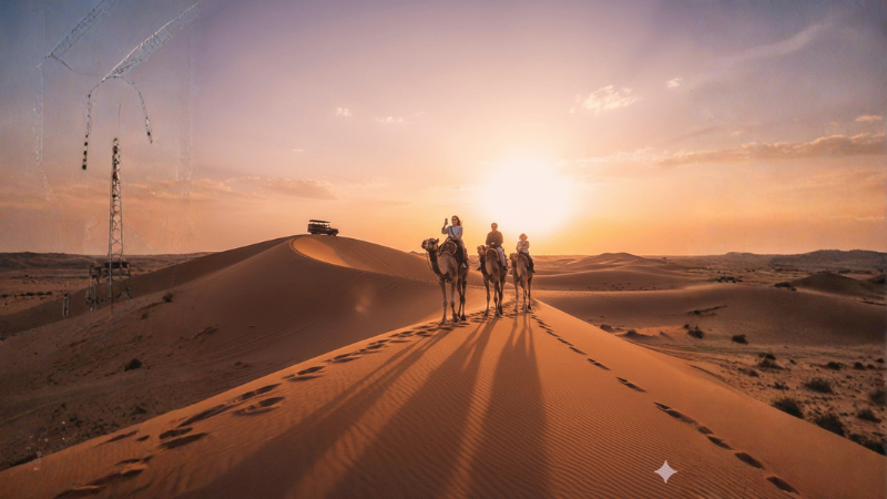 Desert safari with camels in Dubai