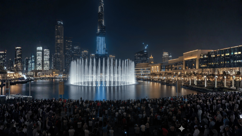 Dubai Fountain light and water show